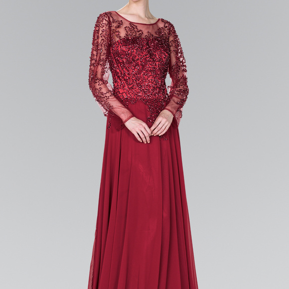 GLS Collective Dresses & Skirts - Illuison Jeweled Neck Long Prom Dress GL2096